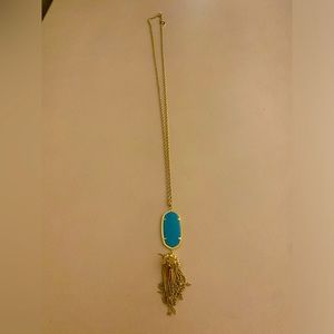 Kendra Scott- Rayen gold and teal necklace. 30”chain